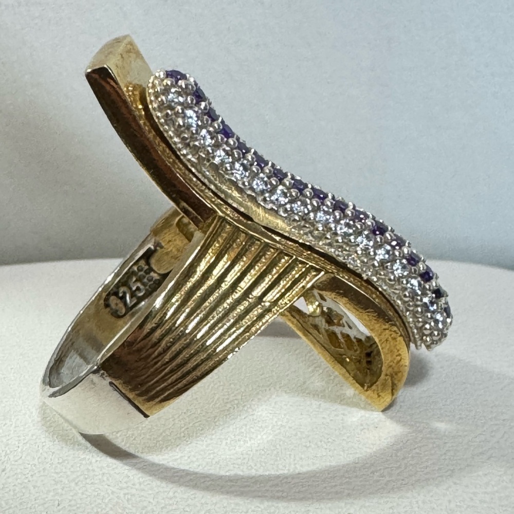 925 Heavy Unique Amethyst Ring - image 6